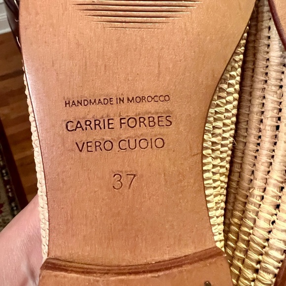 NWOB Carrie Forbes Atlas Raffia Rattan Straw Loafers Beige Natural Size 37 or‎ 7 - Picture 7 of 8